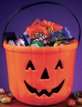 Halloween Trick Or Treat Eimer im Kürbis Design 15 cm hoch 19 cm Durchmesser